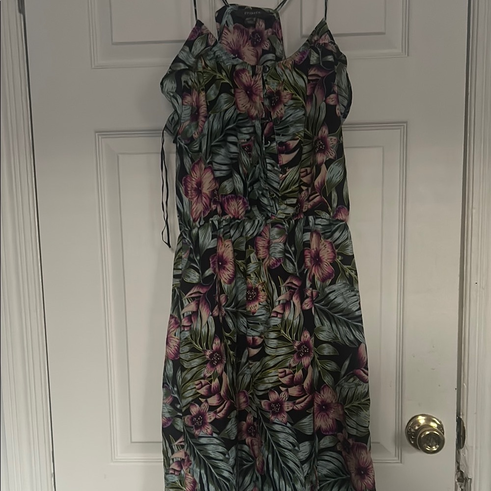 Primark Tropical Floral Maxi Dress - Green and Pink